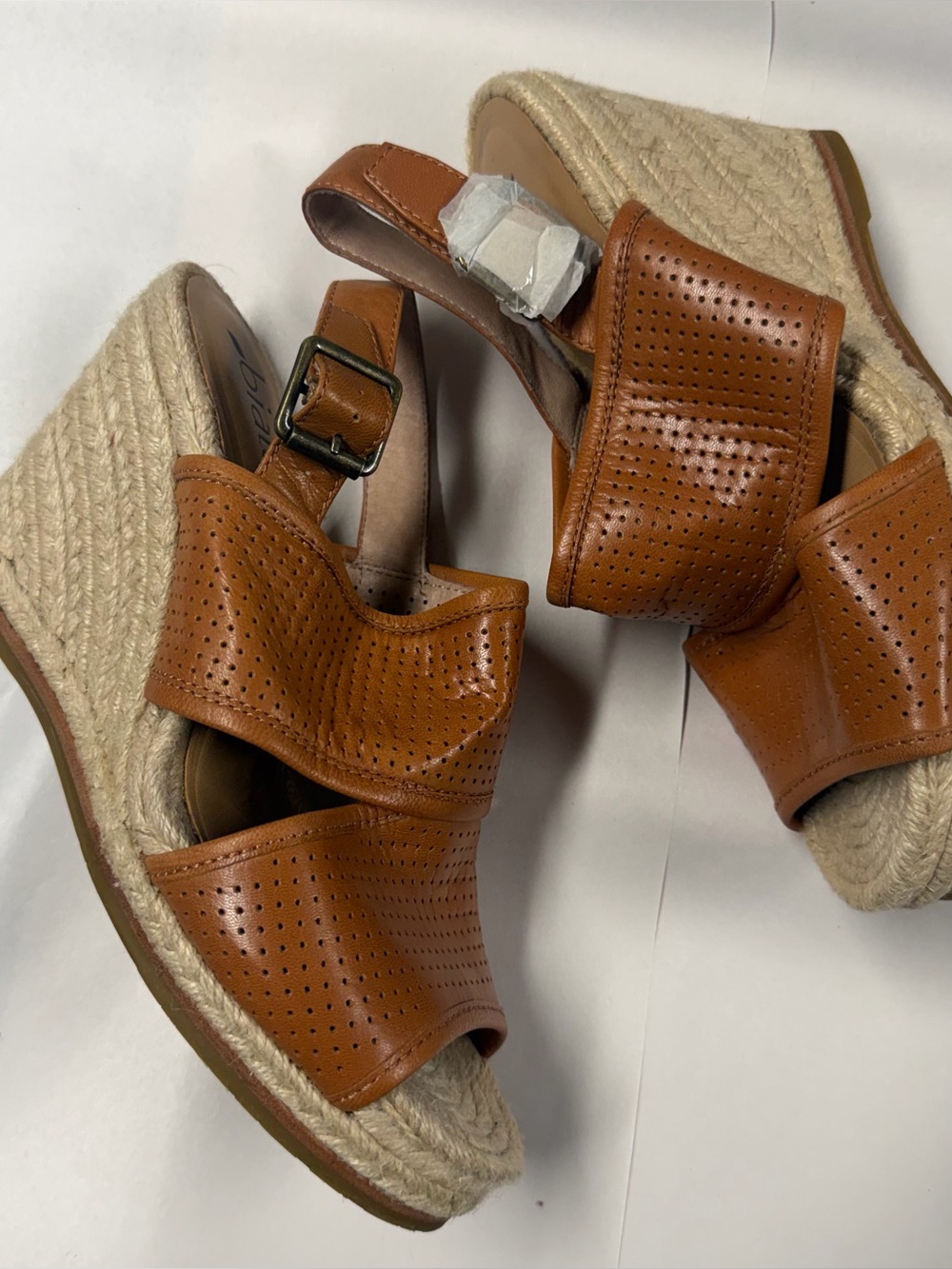 Biala Joyce Perforated espadrille Wedge Sandal 7.5 Brown